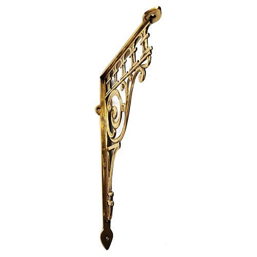 10" ANTIQUE SOLID BRASS Gothic Motive Brass Shelf Bracket