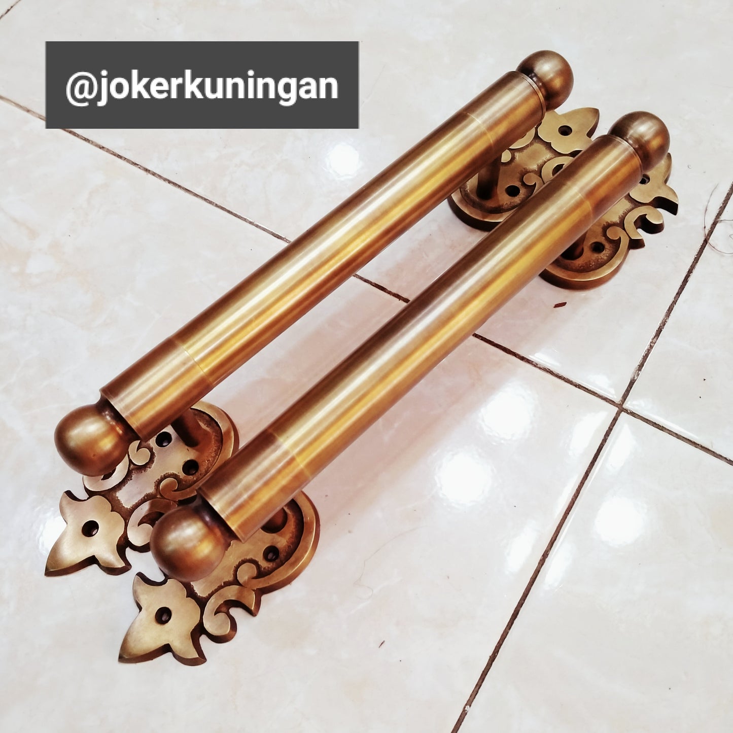 13.40" inches Set 2 pcs Vintage Western Retro Entry Door Handle Hardware Cabinet Brass Door Handle Pulls