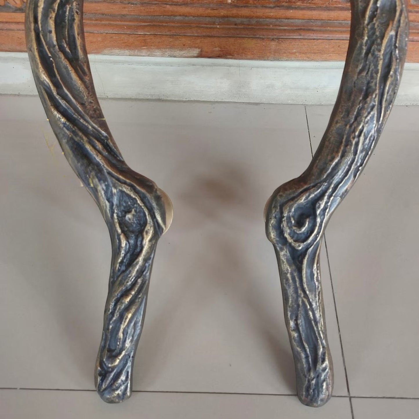 20" Inchi Pairs Main Entry Antique Brass Door Handle Carved Wood Model / Door Pull Handles, Brass Door Pull