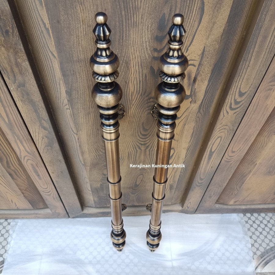 36" Inches Pair Very Long Pair main entry CROWN STYLE door pull handle for front door solid Brass | Brass door pull | brass door handle