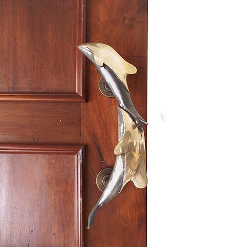 12" 1Pairs Dolphin Main entry Brass Door Handle Pull Handle Bathroom Cabinet Grab Pulls