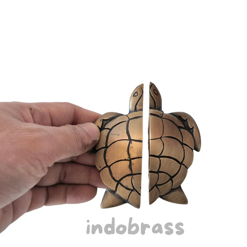 Pair Antique Turtle Brass Kitchen Cabinet Grab pulls Door Handle Turtle Style heavy Solid Brass Box Pulls