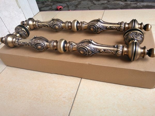 26" inches Pair Main Entry Vintage Carved Brass Door Handle - Brass Dool Pull - Big Door Pull