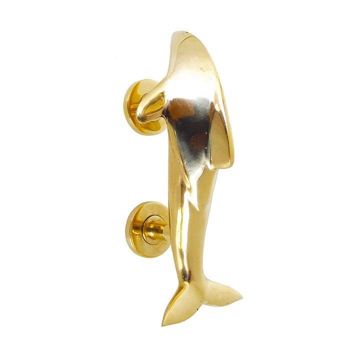 16cm 1Pair Dolphin Polished Solid Main Entry Brass Door handle | Brass door pull