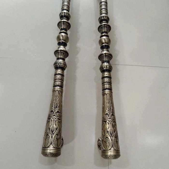 100cm Pair Very Long Pair main entry Carved GADA door pull handle for front door solid Brass | Brass door pull With Express Shiping