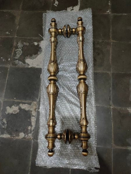 31.49" inches Pair / 2pcs Set Vintage Carved Brass Door Handle - Brass Dool Pull - Big Door Pull With Express Shiping