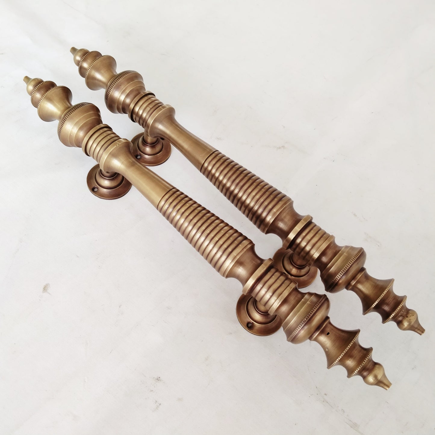 Pair Solid Brass Minaret Handle Classic Front Door Handle Pulls | Entry Front Door Brass Handle Pulls
