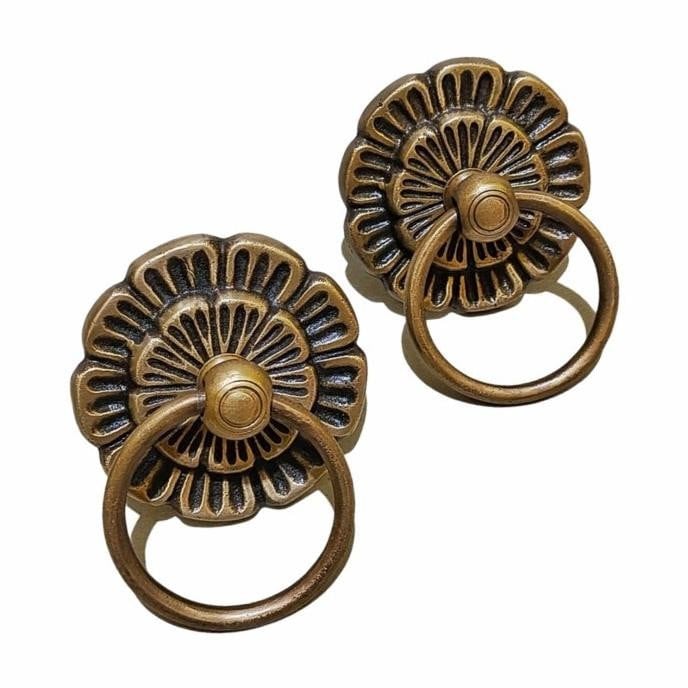 3.54" Inches 2 pcs Vintage Antique Cabinet Door Drawer Round Pull Handle KNOB GBY 013