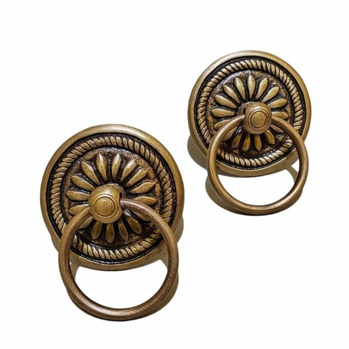 3.93" Inches 2 pcs Vintage Rope Antique Cabinet Door Drawer Round Pull Handle KNOB GBY 014