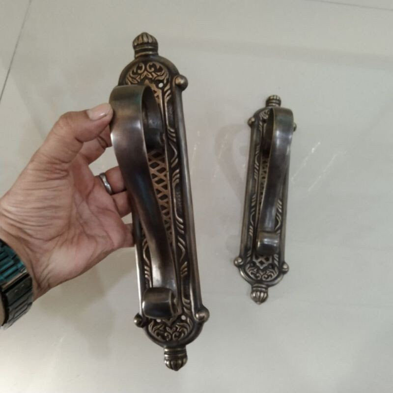11.40" Pair / 2 Pieces Antique Solid Brass Door Handle / Brass Door Pull