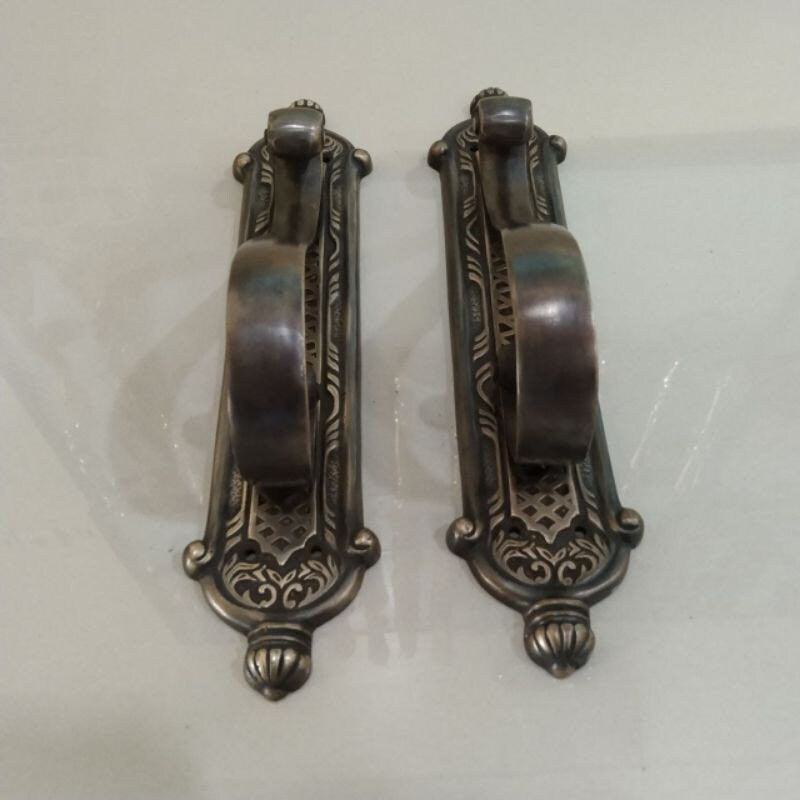 11.40" Pair / 2 Pieces Antique Solid Brass Door Handle / Brass Door Pull