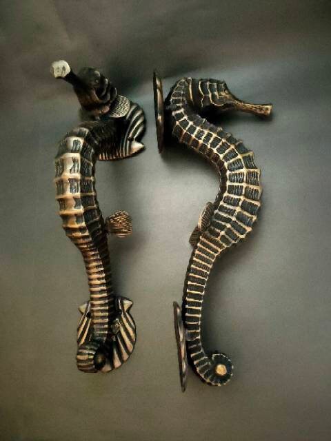 12" Inches Pairs Seahorse Main Entry Brass Door handle, Brass Door Pull With Express Shiping