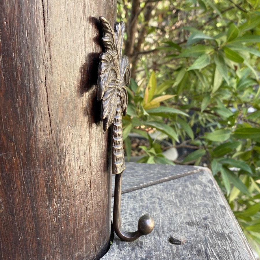 ANTIQUE COCONUT TREE Hook Hanger Solid Brass Vintage Hook Hat Coat Strong Wall Mount