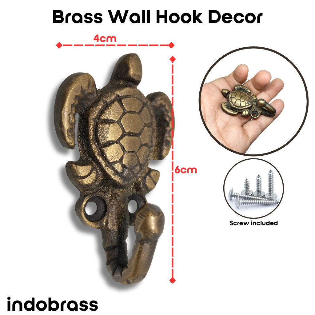 Lot Of 4Pcs 2.4" Antique Turtle Sea Beach HOOK HANGER Solid Brass Strong Wall Mount Clothes Coat Hat Hook Bathroom Wall Hook