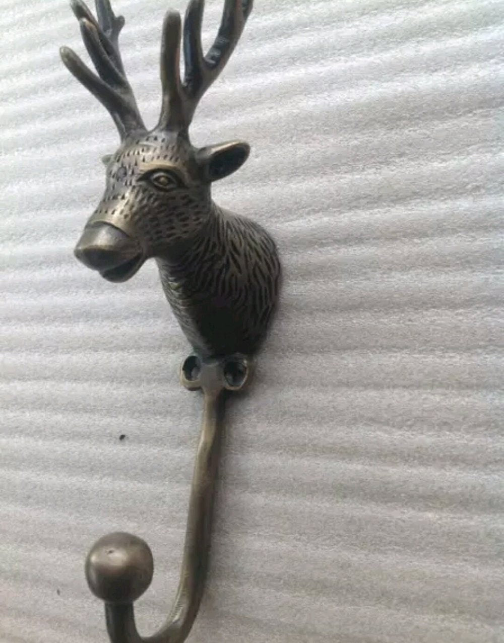 ANTIQUE DEER HOOK Hanger Solid Brass Vintage Hook Hat Coat Strong Wall Mount