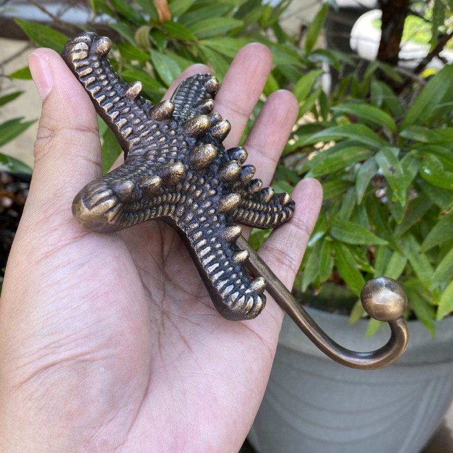 ANTIQUE STARFISH HOOK Hanger Solid Brass Vintage Hook Hat Coat Strong Wall Mount