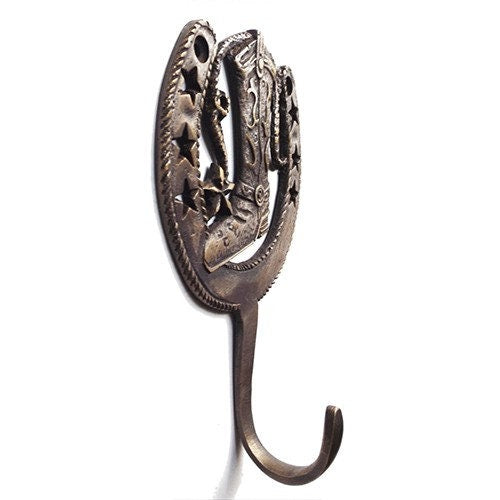 2Pcs ANTIQUE Horseshoe Motif HOOK Hanger Solid Brass Vintage Hook Hat Coat Strong Wall Mount