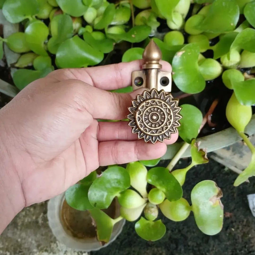 Lot of 2 pcs Vintage SUNFLOWER Solid Brass Strong Wall Coat HOOK Hanger