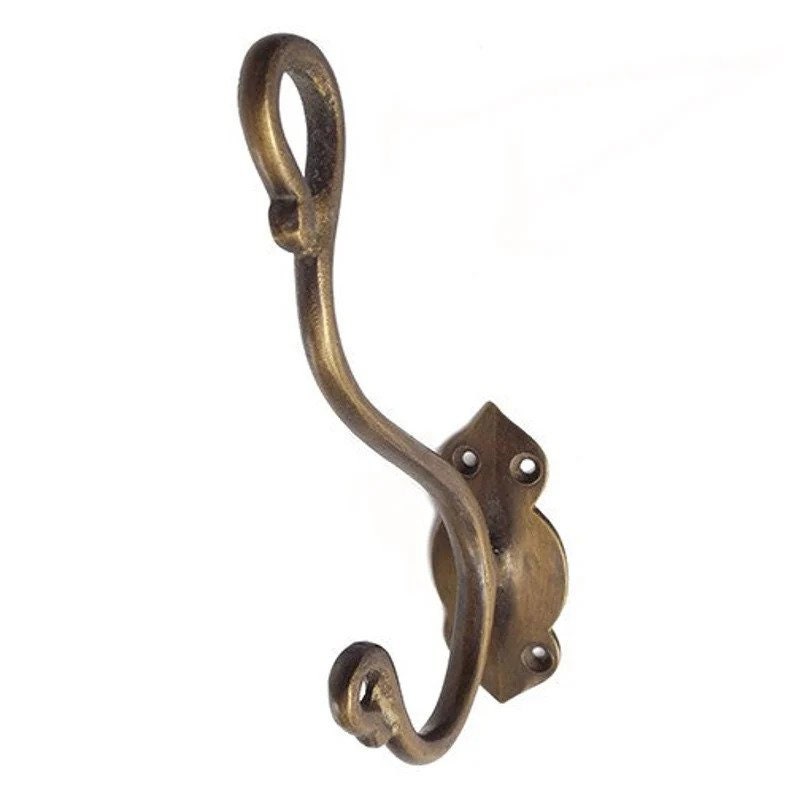 5.77" Lot of 2pieces Cool double hook Wall Coat Hat Hook Strong Wall Mount Hanger Antique Solid Brass