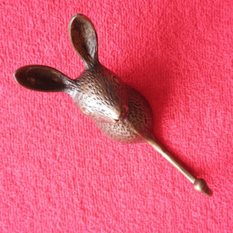 Lot of 2pieces 15cm ANTIQUE RABBIT Head hook Hanger Solid Brass Vintage Hook Hat Coat Strong Wall Mount