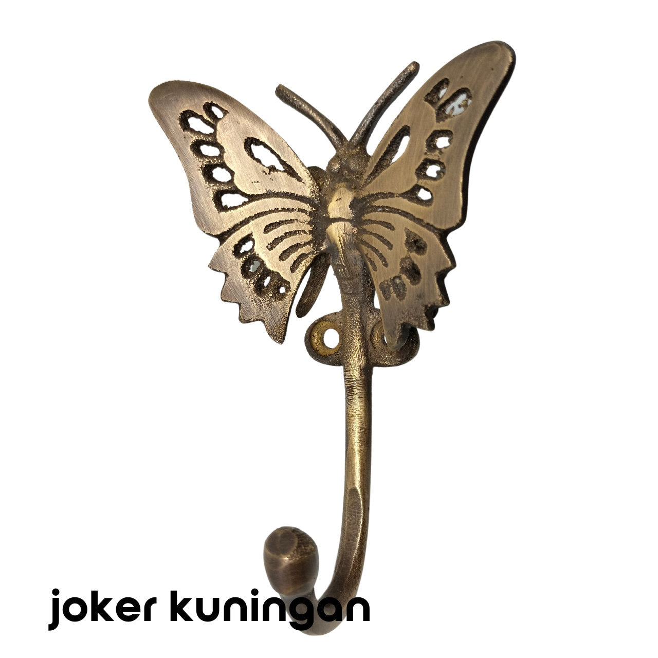 ANTIQUE Butterfly Motif HOOK Hanger Solid Brass Vintage Hook Hat Coat Strong Wall Mount