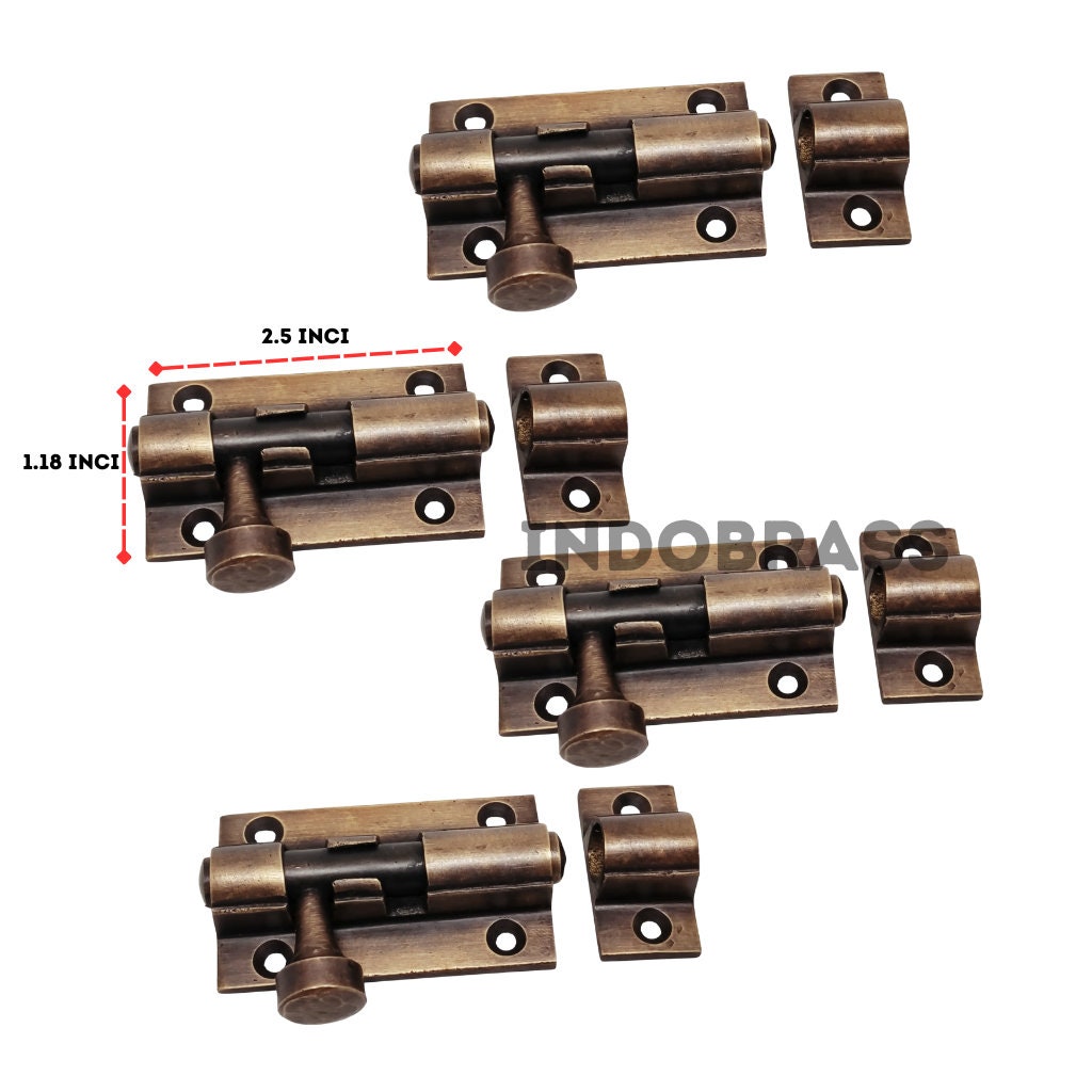 2.5 Inches Lot 4 Pieces Vintage Antique Solid Brass Gate Door Latch Slot Antique Solid Brass Door Safe Latch