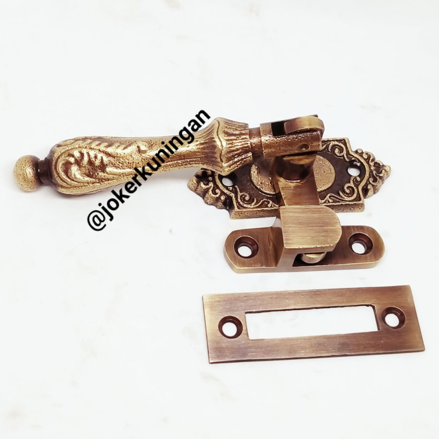 4" Inches 4set Carved Vintage Retro Brass Latch TEAR DROP Cudgel Swing Lock Antique SOLID Brass Door Latch Lock