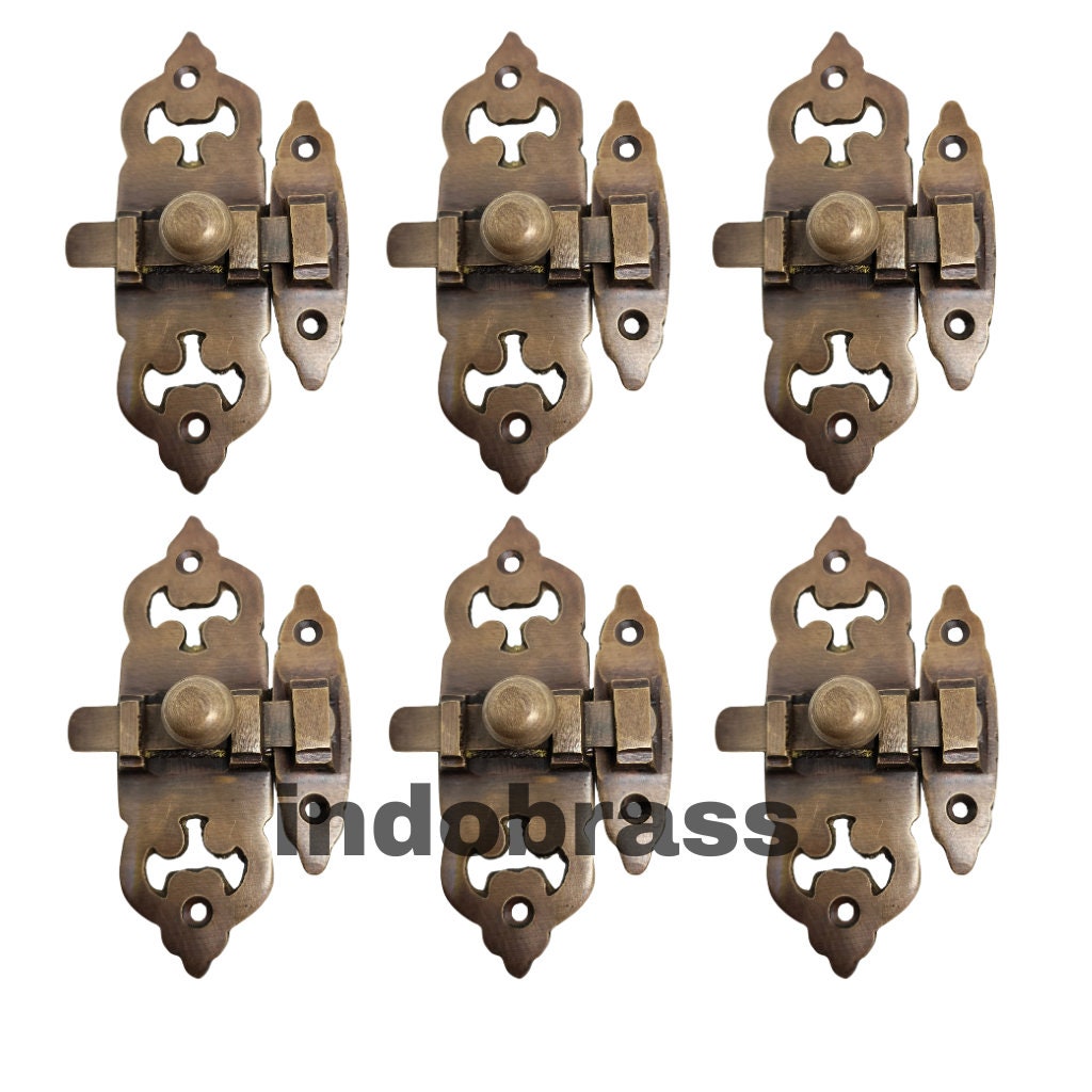 Lot of 6 pcs Solid Brass Classic LATCH Lock Slot Dark Brown Finish Brass Fast Lock Door
