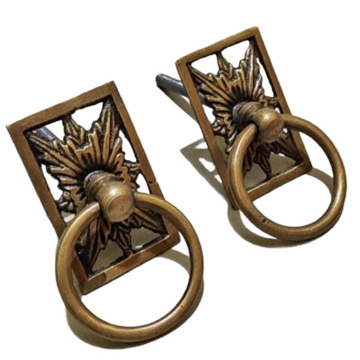 Lot of 2 pcs Vintage Square Brass Antique Cabinet Handle Knob pulls Brass door pull GBY 028