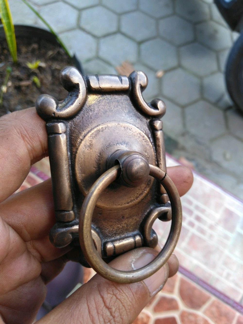Lot of 2 pcs Vintage Square Brass Antique Cabinet Handle Knob pulls Brass door pull GBY 30
