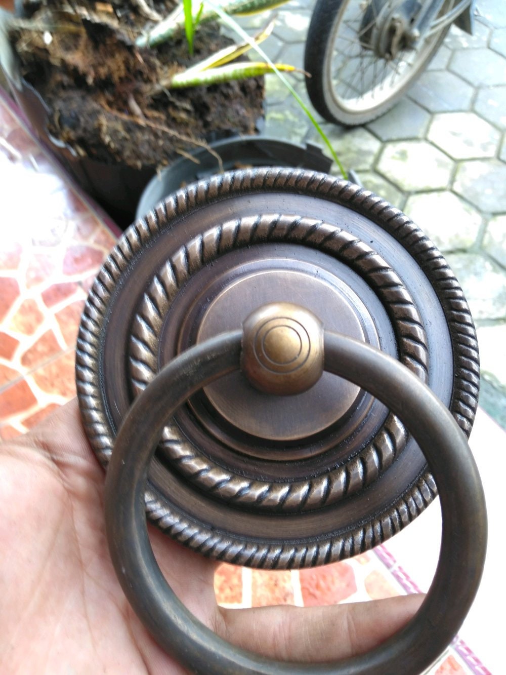 4.72" Inches 2 pcs Vintage Rope Antique Brass door pull GBY 092
