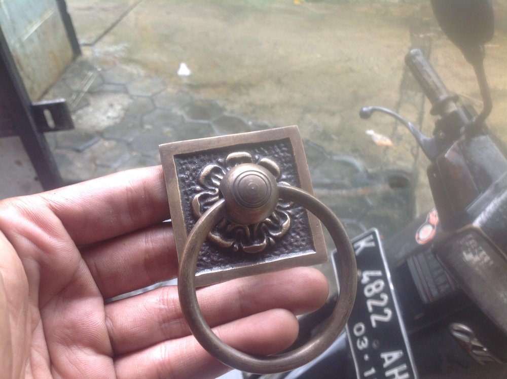 1.96 Inches Lot of 4 pcs Vintage Square Brass Antique Cabinet Handle Knob pulls Brass door pull GBY 027