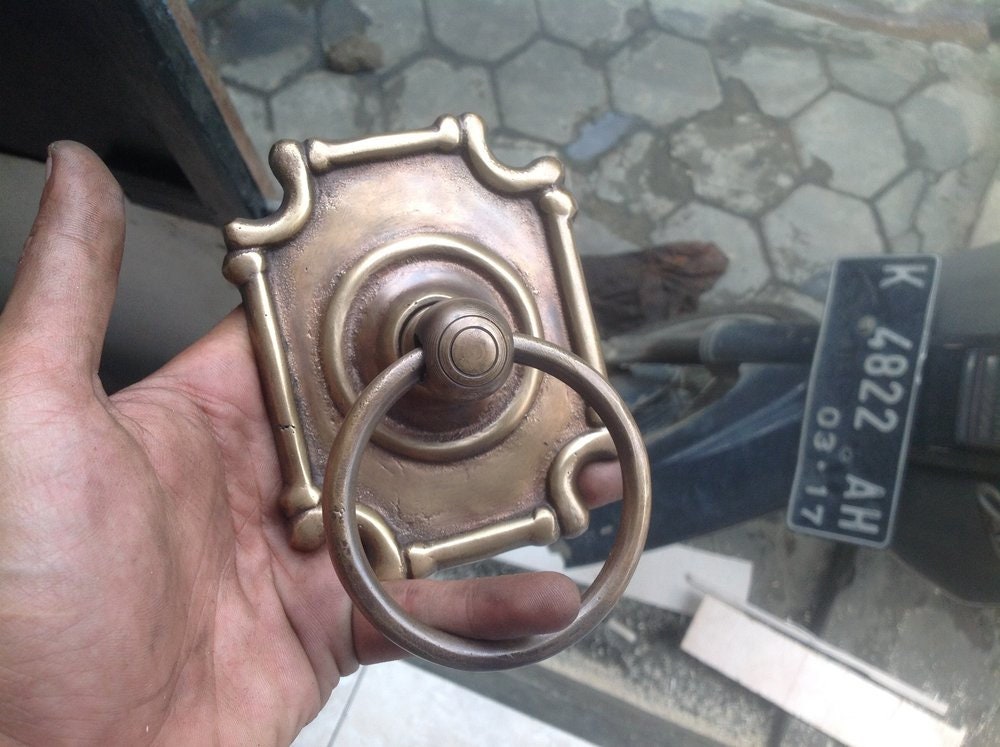 Lot of 2 pcs Vintage Square Brass Antique Cabinet Handle Knob pulls Brass door pull GBY 025