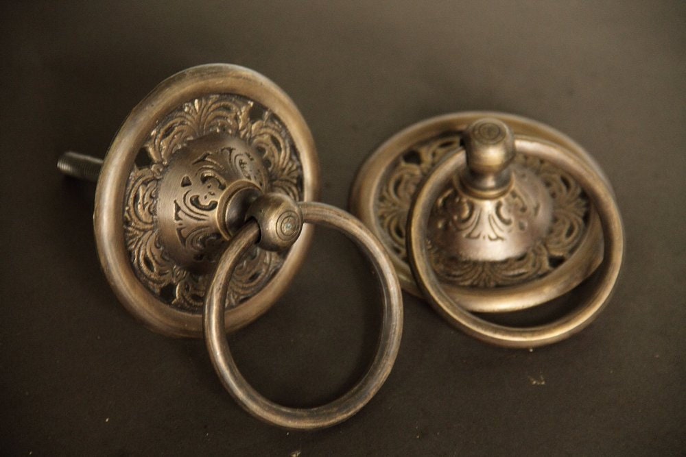 Lot of 2 pcs Vintage Square Brass Antique Cabinet Handle Knob pulls Brass door pull GBY 076