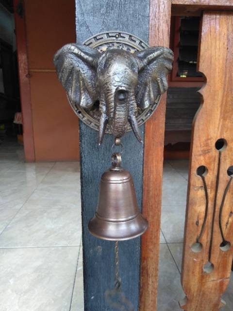 Vintage Antique Elephant Animal Head Brass DoorBell - Head Elephant Brass Doorbell With Express Shiping