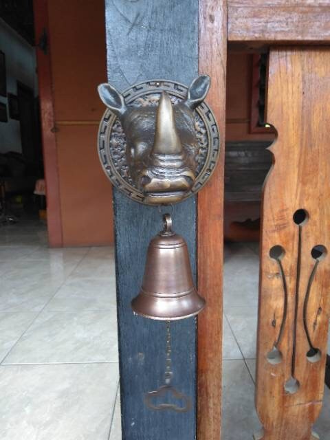 Vintage Antique Rhino Animal Head Brass DoorBell - Head Rhino Brass Doorbell With Express Shiping