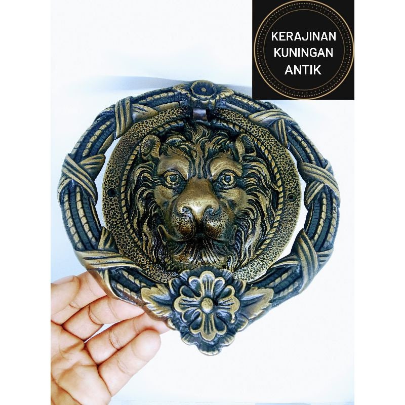 8" Inches SANDRINGHAM Brass Lions Head Brass Door Knocker | Lions Brass door bell | Brass front door banger With Express Shiping