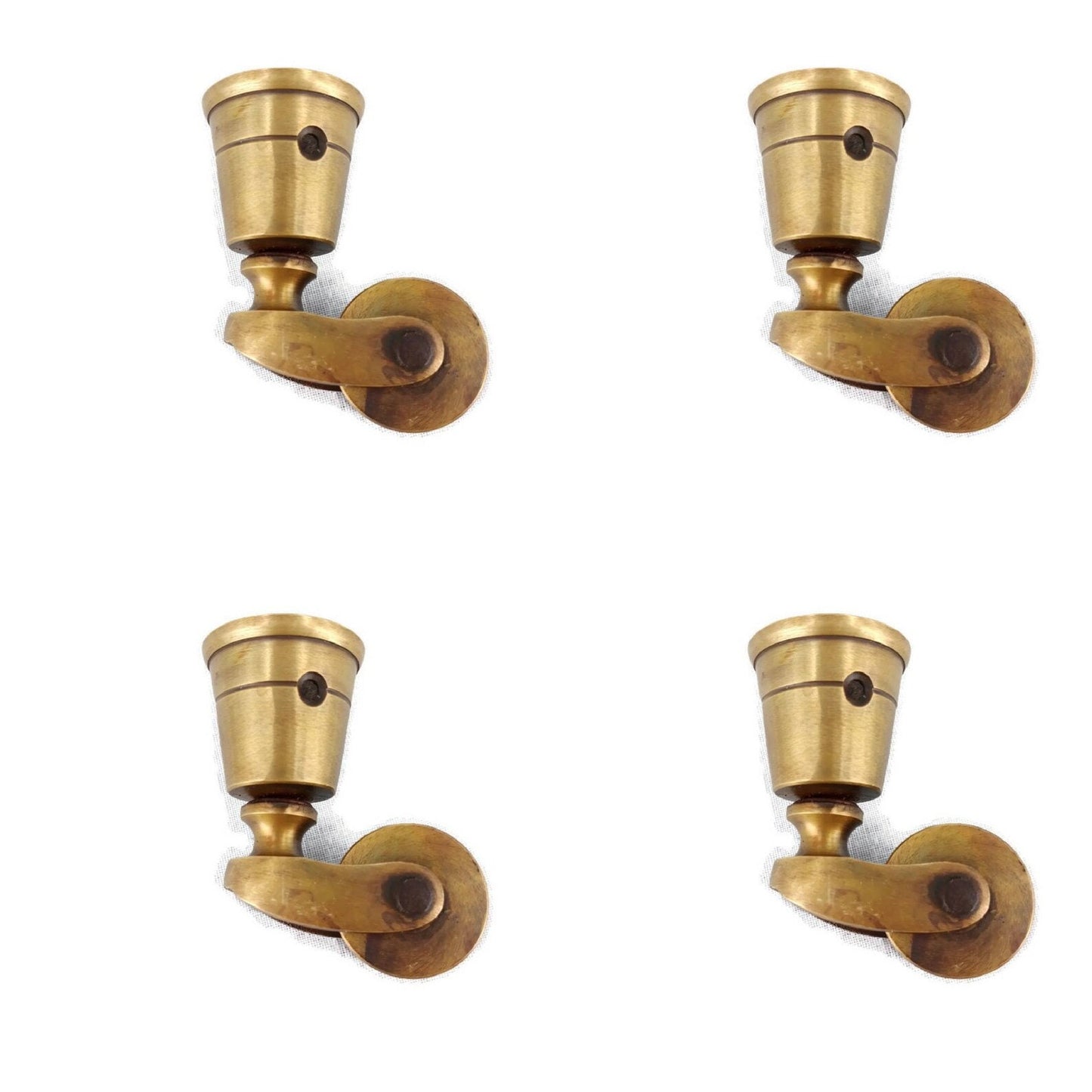Lot of 4pieces small size Solid cast heavy brass cup castor wheel. 2.3/8" inches high Perfect for chair tables 6 cm 7/8 " top opening
