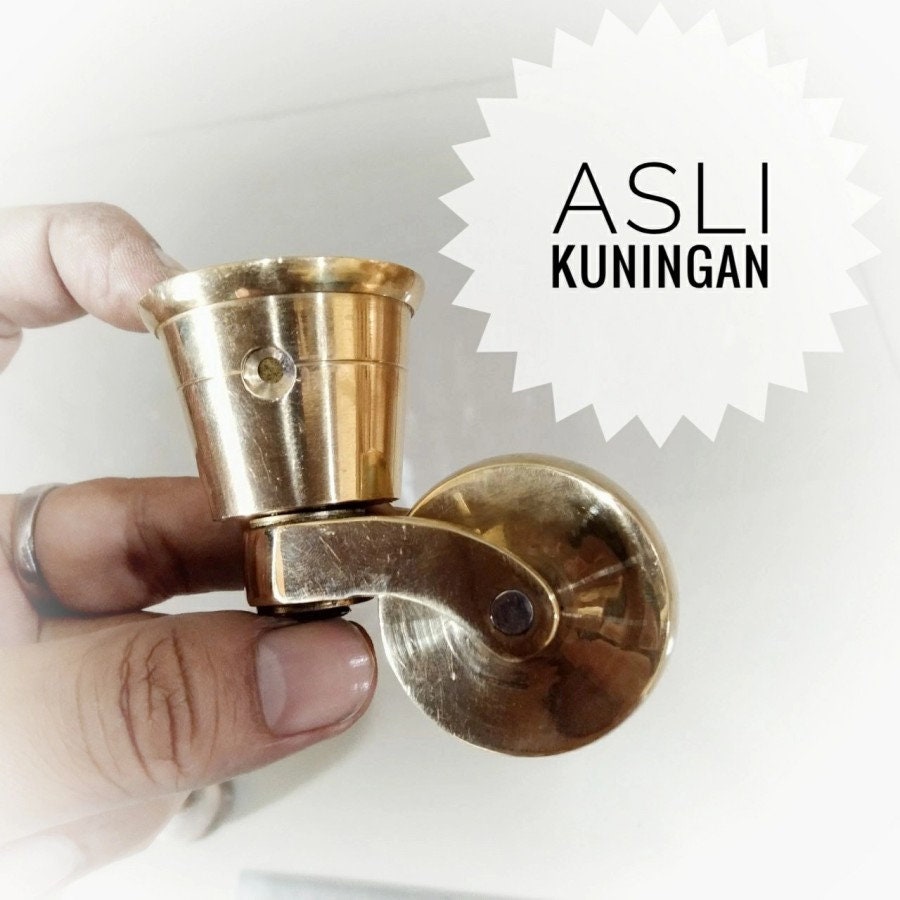 Lot of 4pieces small size Solid cast heavy brass cup castor wheel. 2.3/8" inches high Perfect for chair tables 6 cm 7/8 " top opening