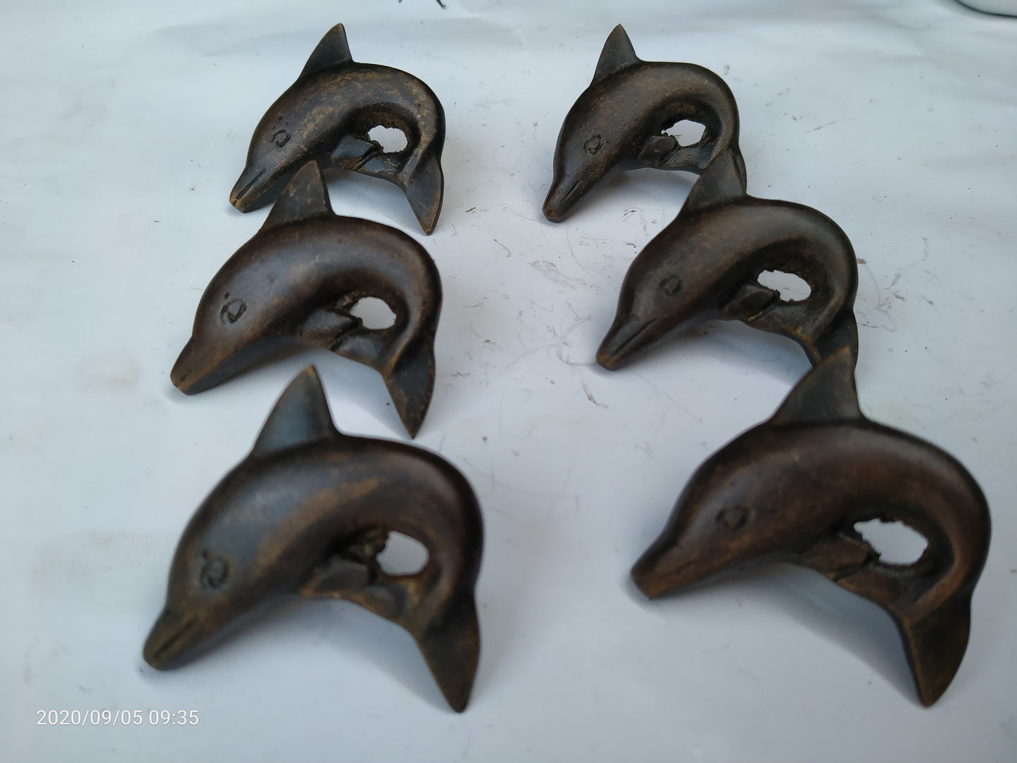 Lot of 6 pcs Vintage DOLPHIN Cabinet ANTIQUE Pull KNOB Drawer