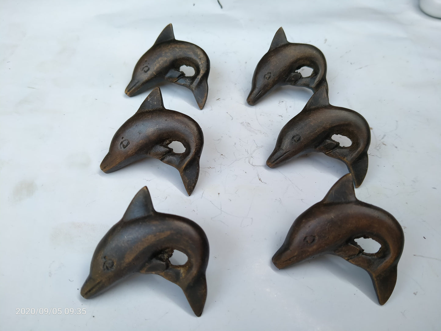Lot of 6 pcs Vintage DOLPHIN Cabinet ANTIQUE Pull KNOB Drawer