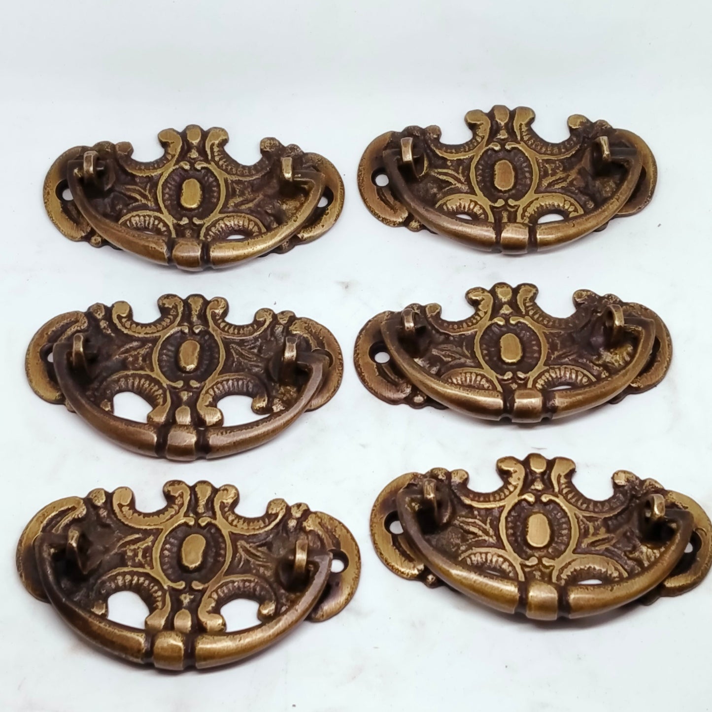 Set of 6 pcs Vintage Carved Batman Antique Knob Drawer Pulls Cabinet Handle Antique Solid Brass Closet Door Drawer Pulls Hardware
