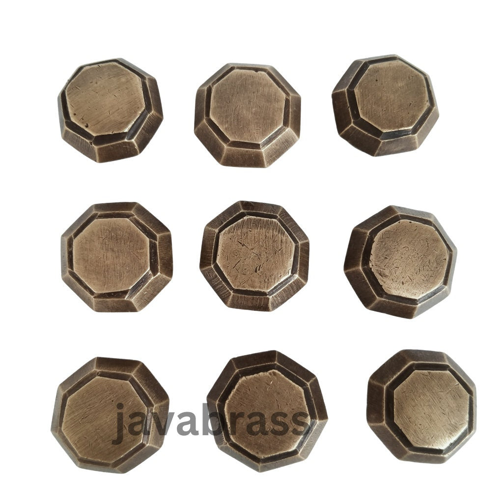 Lot of 9 pieces octagon brass knob | cabinet knob | Cabinet Handle, Trunk Handle, Gate Handle, Kitchen Drawer Pull