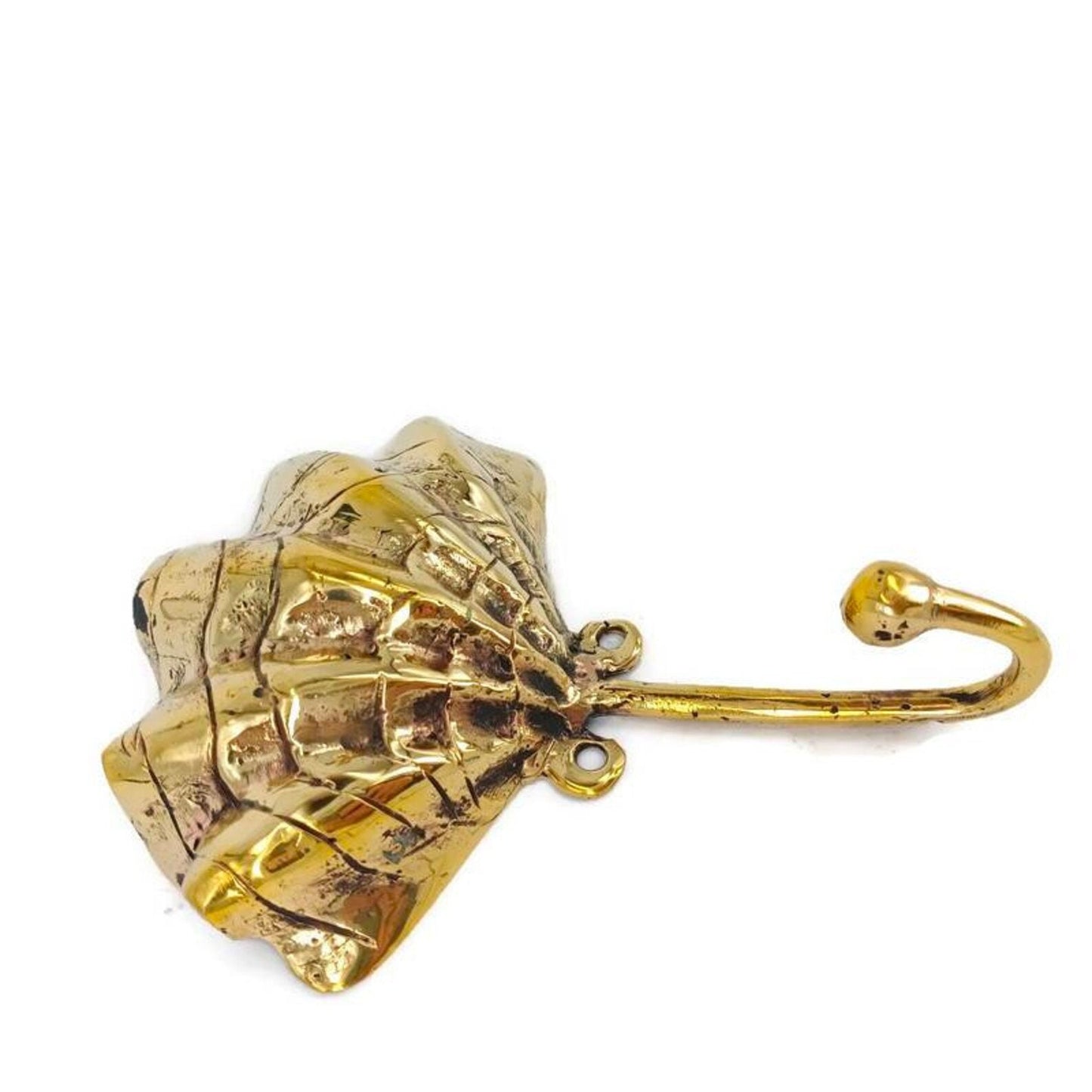 Lot of 2 pieces 2 brass scallop shell Coat Solid Brass Hook Old Style 15 cm Wall Mounted Old Style Beach hand cast 6" inch