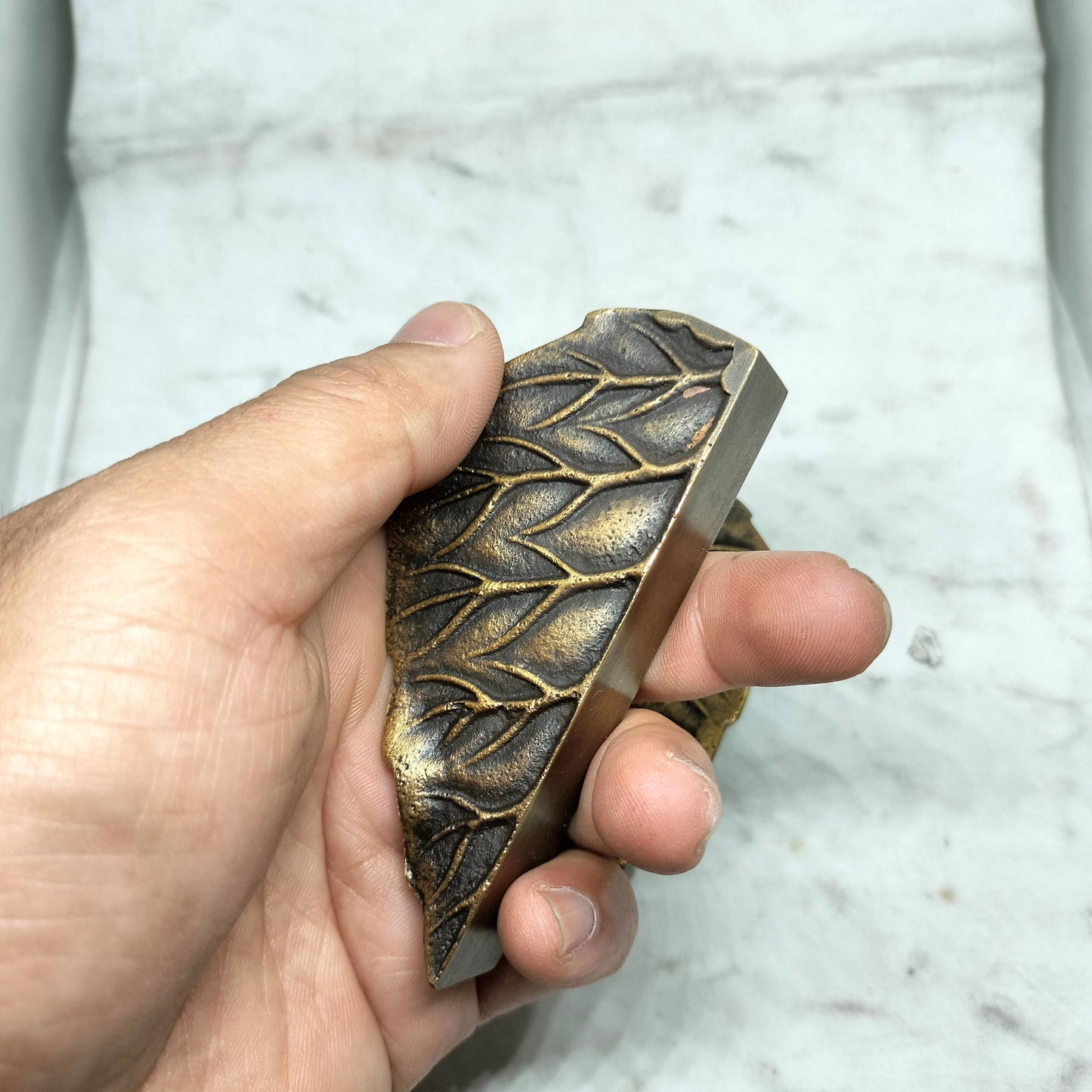 Pair Solid Brass Antique Leaf Style Cabinet Handle, Trunk Handle, Gate Handle, Kitchen Drawer Pull