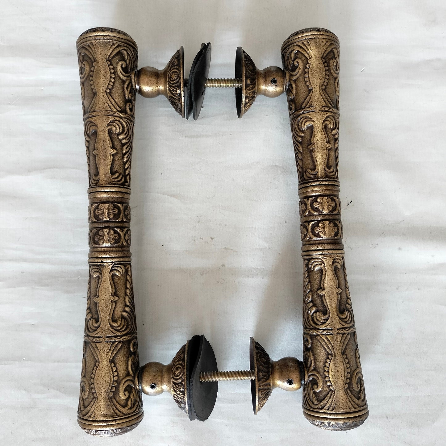 Pair 33cm Main Entry Carved GADA door pull handle for front door solid Brass | Brass door pull | brass door handle