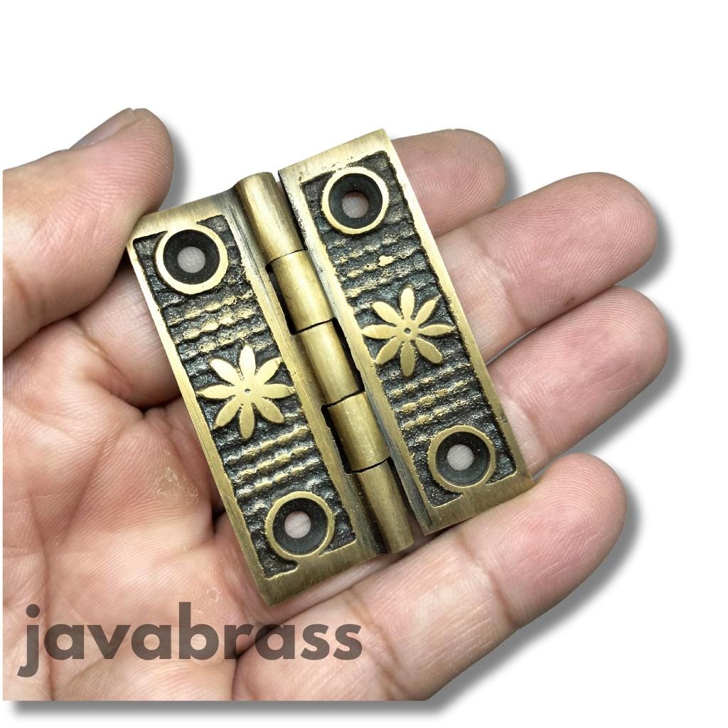 Lot Of 4Pieces Solid Brass Flower Leaf Hinge Vintage Cabinet Door Hinges