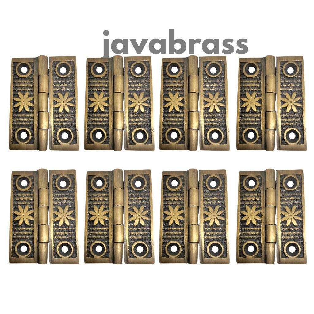 Lot Of 8Pieces Solid Brass Flower Leaf Hinge Vintage Cabinet Door Hinges