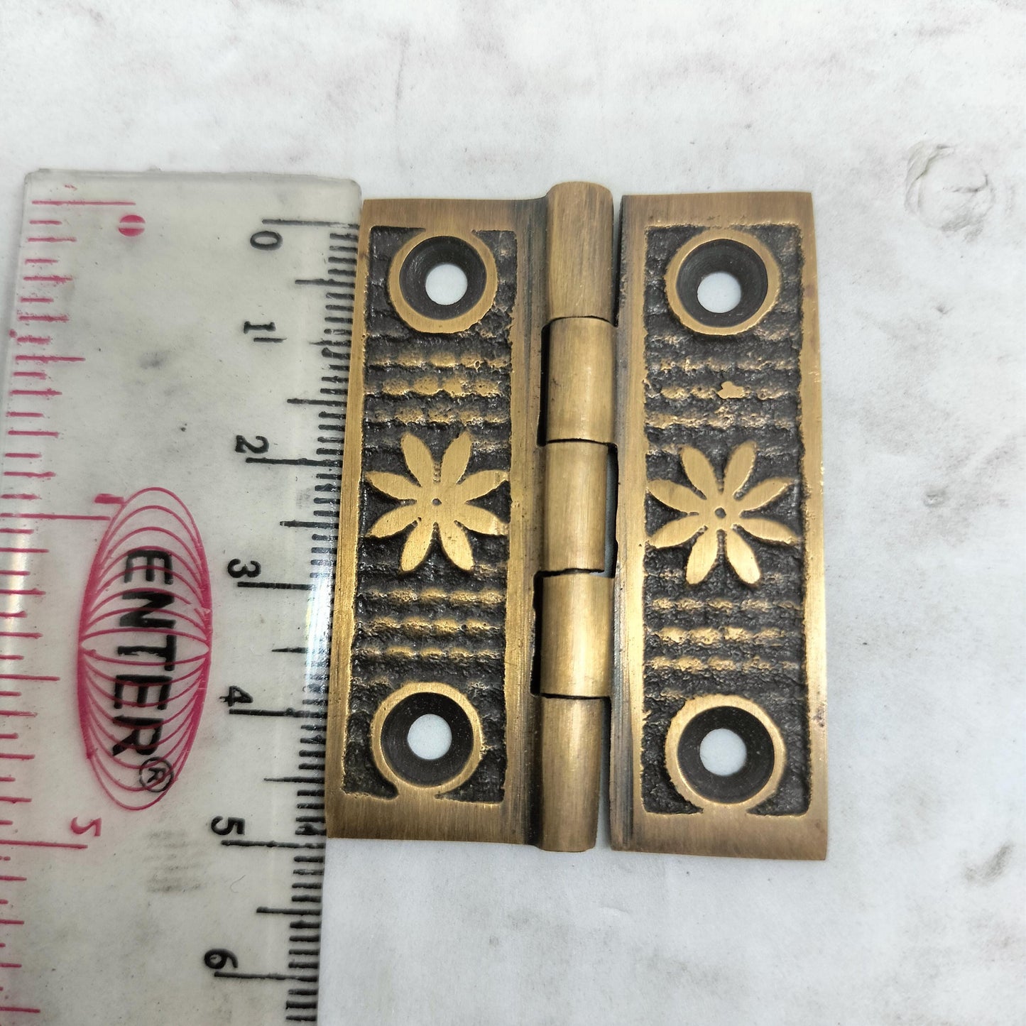 Lot Of 8Pieces Solid Brass Flower Leaf Hinge Vintage Cabinet Door Hinges