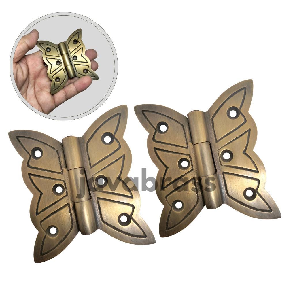 Lot Of 2Pieces Solid Brass Butterfly Hinge Vintage Cabinet Door Hinges